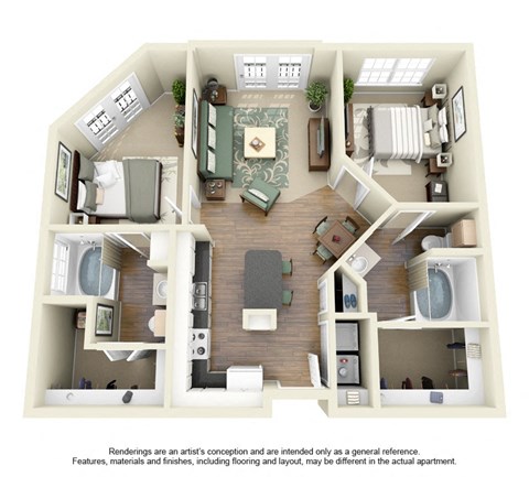 B1 Floor Plan at Villas at Katy Trail Apartments, Dallas, TX